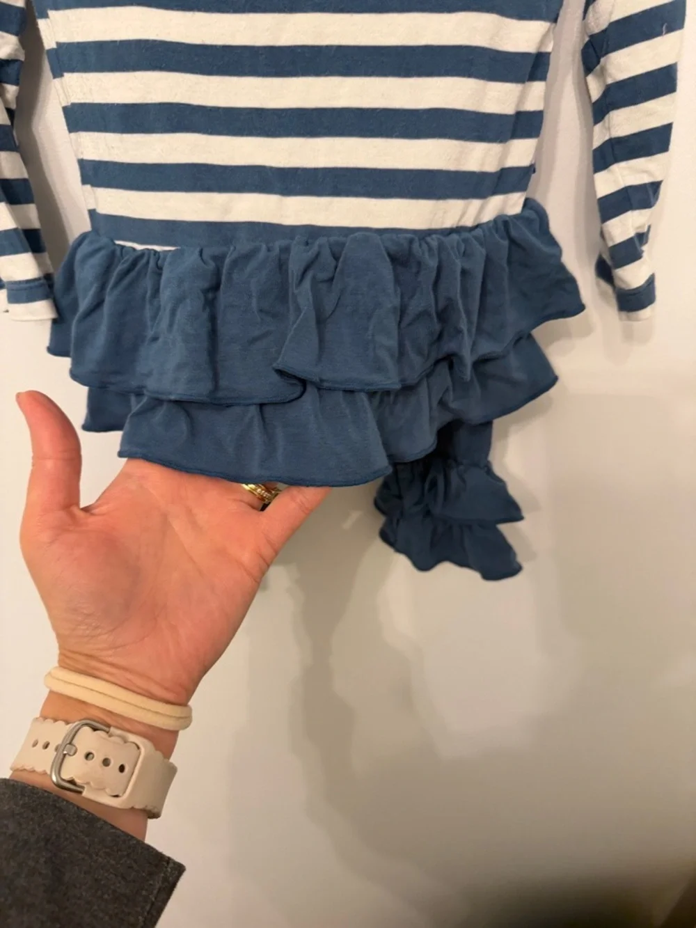 Kickee Pants Navy and White Striped Long-Sleeve Ruffle Top & Ruffle Leggings
